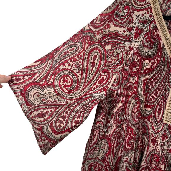 Catherines Red Paisley Tunic Blouse Boho Work Office Womens Plus Size 3x - Picture 3 of 6